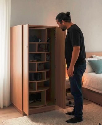 Elegant Rotating Shoe Cabinet – Space-Saving and Stylish Storage Solution