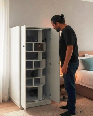 Elegant Rotating Shoe Cabinet – Space-Saving and Stylish Storage Solution